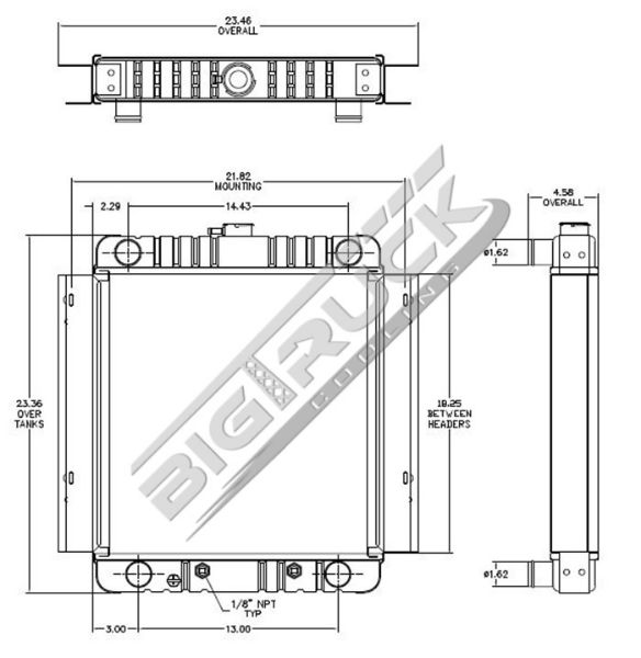 Picture of Airport Tug Radiator - Solder On Tank 0437091S