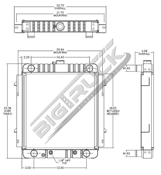 Picture of Airport Tug Radiator - Solder On Tank 0437092S